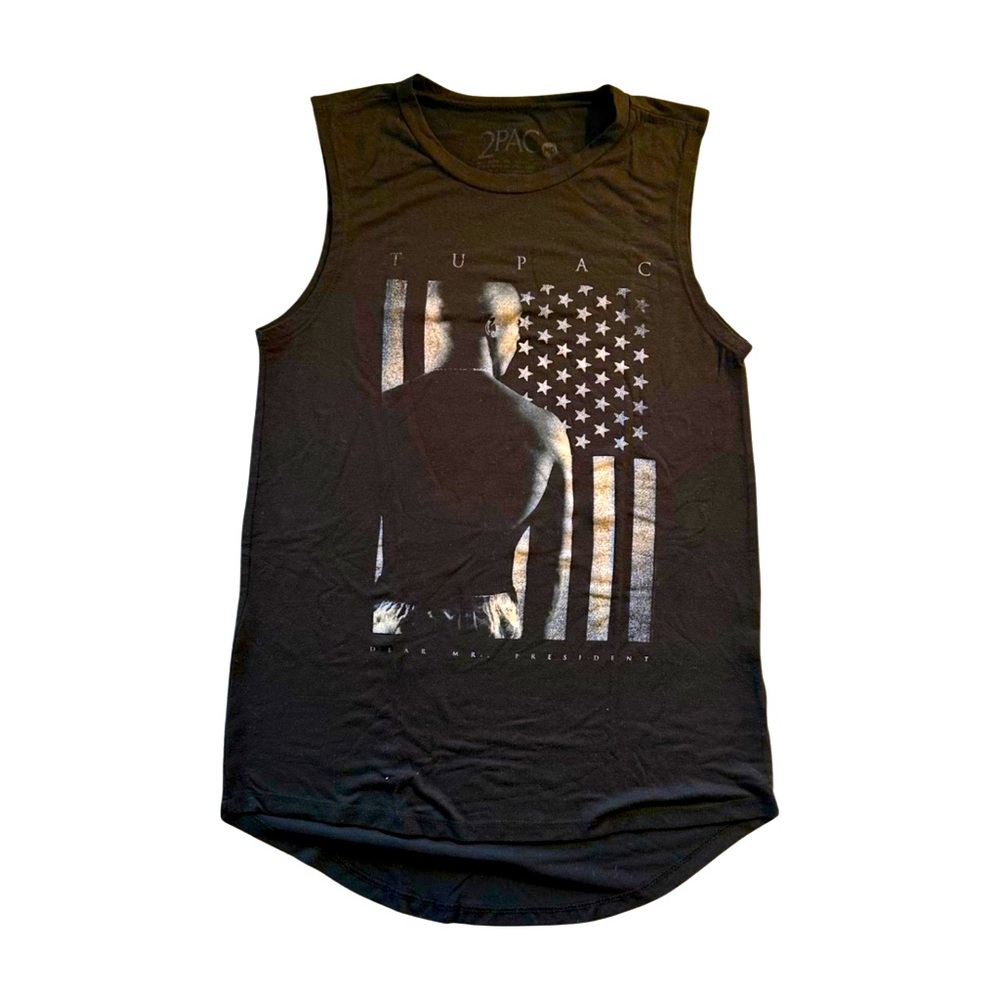 Tupac "Dear Mr. President" Graphic Tank Top in Black - Size Medium